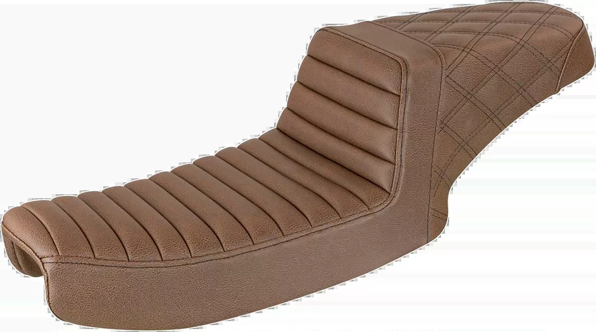 Saddlemen Step-Up Seat – Front Tuck-n-Roll/Rear Lattice Stitch – Brown – Dyna – 891-04-176BR