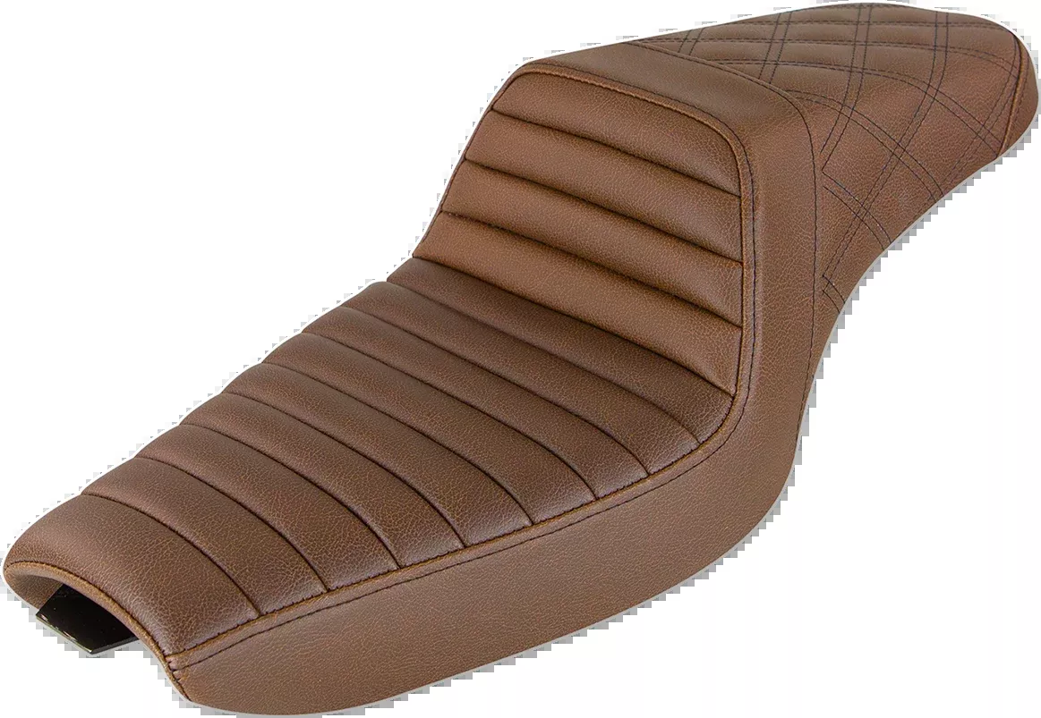Saddlemen Step-Up Seat - Front Tuck-n-Roll/Rear Lattice Stitch - Brown - XL - 807-03-176BR