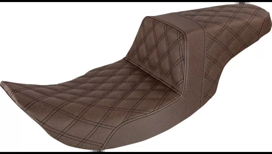 Saddlemen Step-Up Seat - Full Lattice Stitch - Brown - '97-'07 FLHR/ '06-'07 FLHX - 897-06-175BR