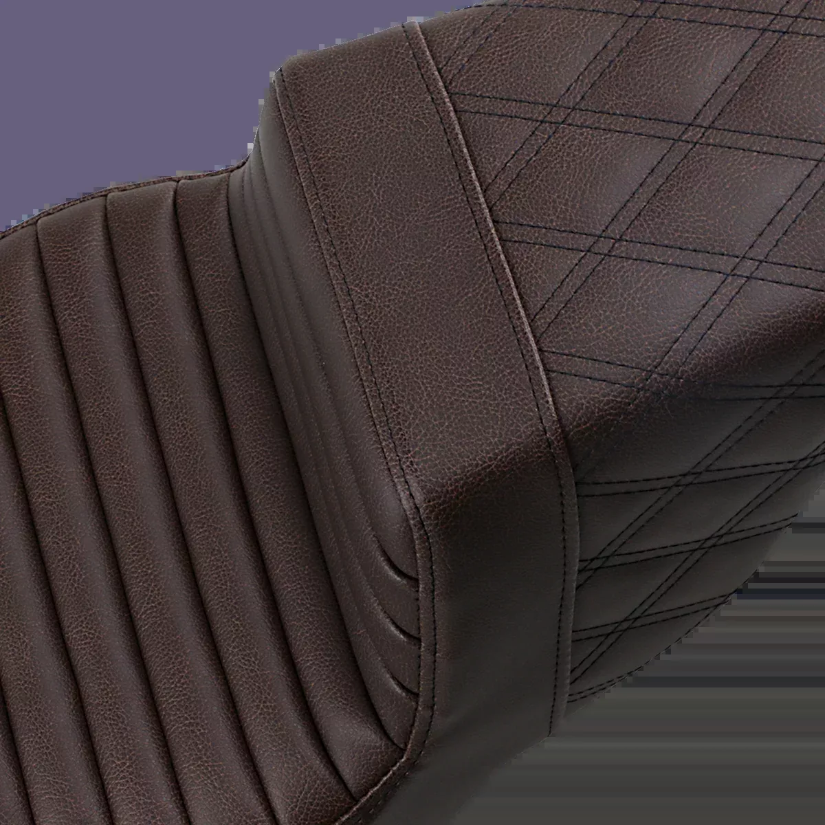SADDLEMEN Step-Up Seat for Harley FL 2008-2024 – Front Tuck-n-Roll and Rear Lattice Stitch in Brown, Part 808-07B-176BR