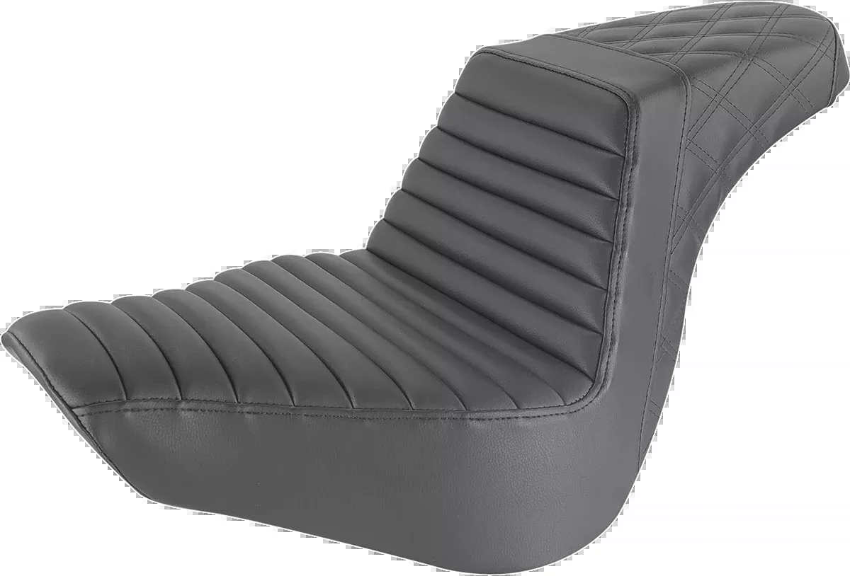 SADDLEMEN Step-Up Seat for Harley FL/FX 2018-2024 with Tuck-n-Roll and Lattice Stitch Design