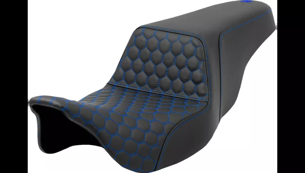 Saddlemen Step-Up Seat – Honeycomb – Blue Stitching – 08-23 Touring – 808-07B-17701