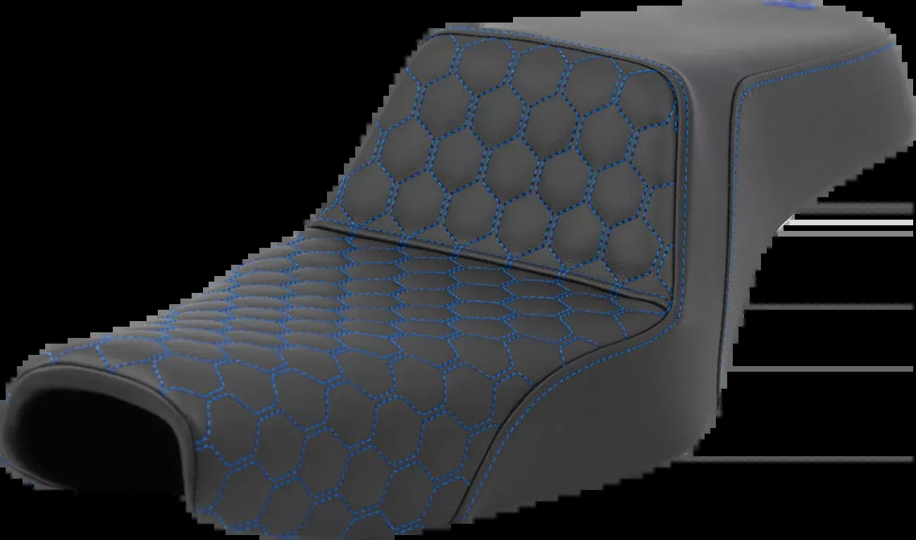 Saddlemen Step-Up Seat - Honeycomb - Blue Stitching - 3.3 Gal Tank - Sportster '04-'22 - 807-11-17701