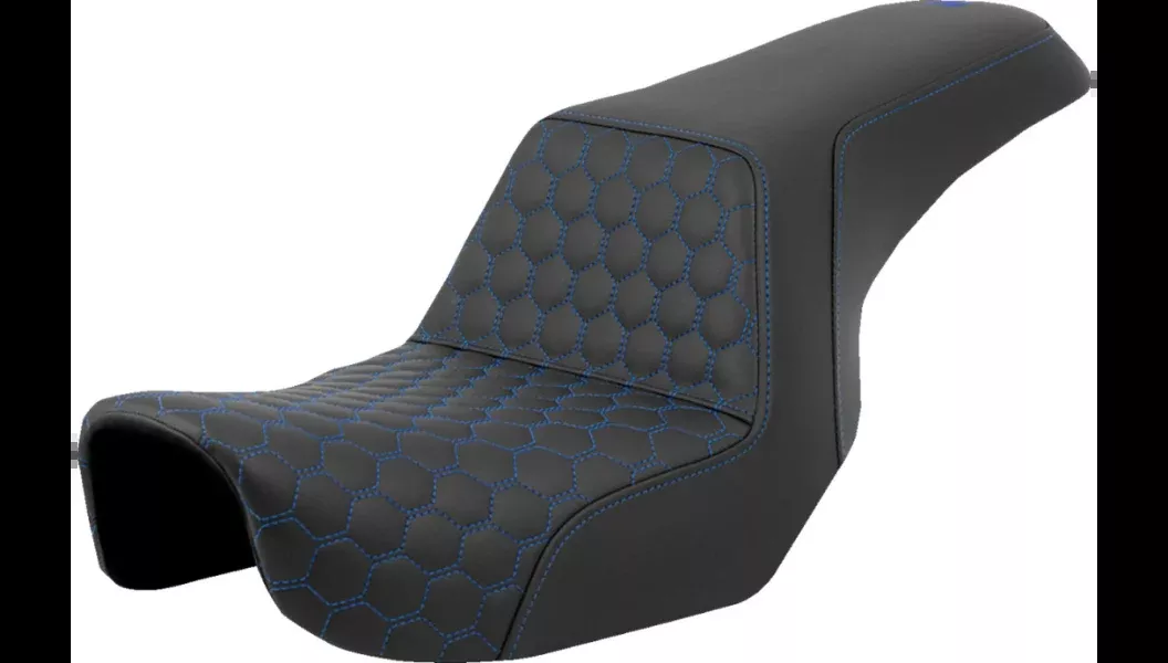 Saddlemen Step-Up Seat – Honeycomb – Blue Stitching – Dyna 06-17 – 806-04-17701
