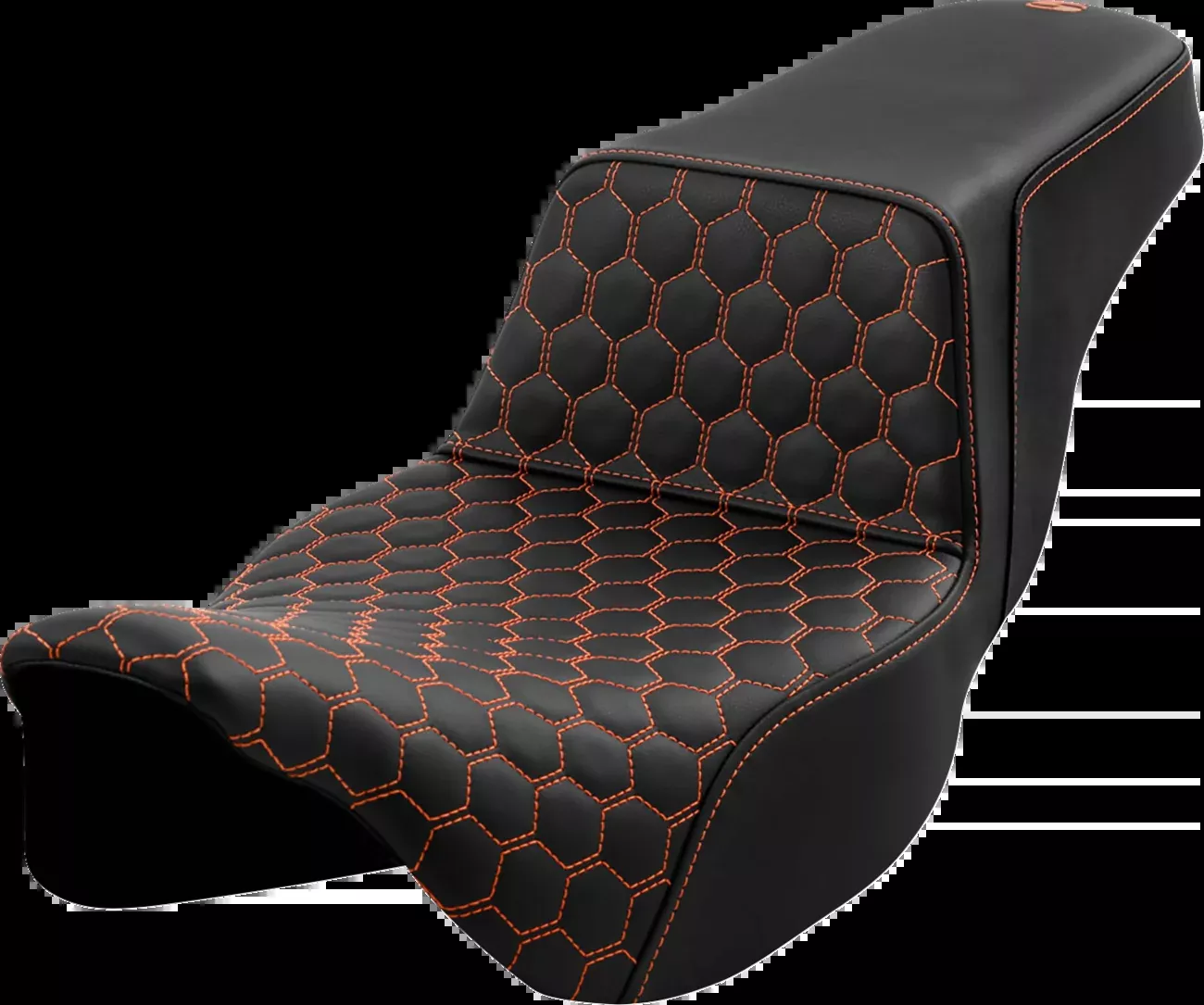 Saddlemen Step-Up Seat - Honeycomb - Extended Reach - Orange Stitching - FL '08-'23 - 808-07B-17803