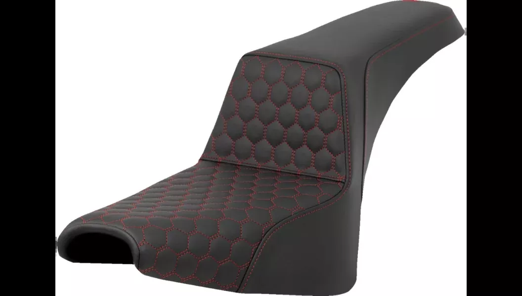 Saddlemen Step-Up Seat - Honeycomb - Red Stitching- 18-24 Softail Standard and Street Bob - 818-30-17704