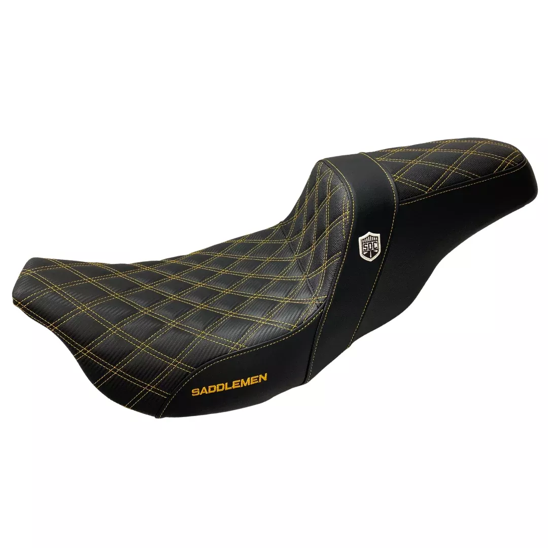 Saddlemen Sunflower Yellow Stitch 0801-1174 SC80807DB Pro Series SDC Performance Grip Seat Without Backrest Full For Harley Touring 2008-2024