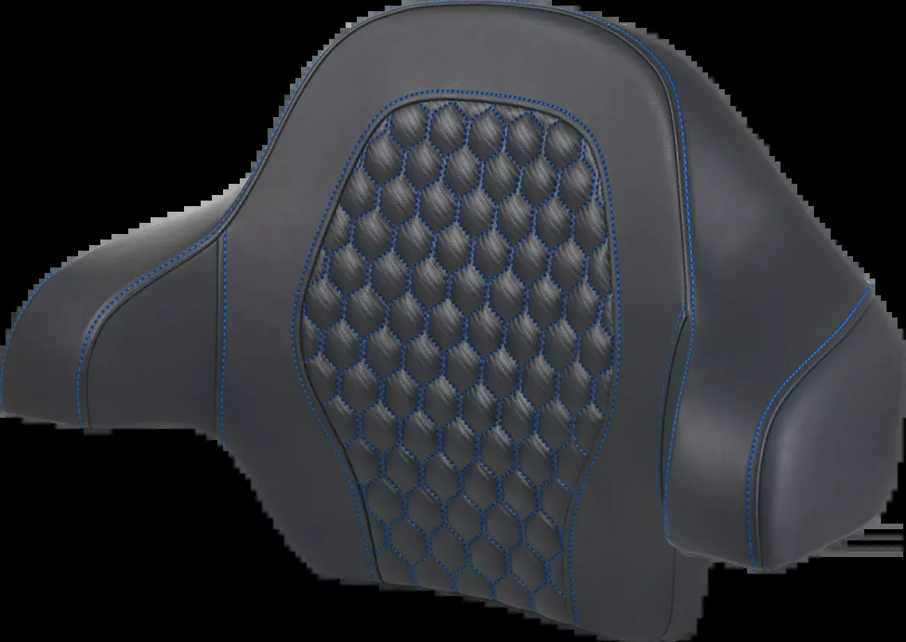 Saddlemen Tour Pack Backrest Pad - Honeycomb - Blue Stitching - FL '14-'24 - 814-07-15101