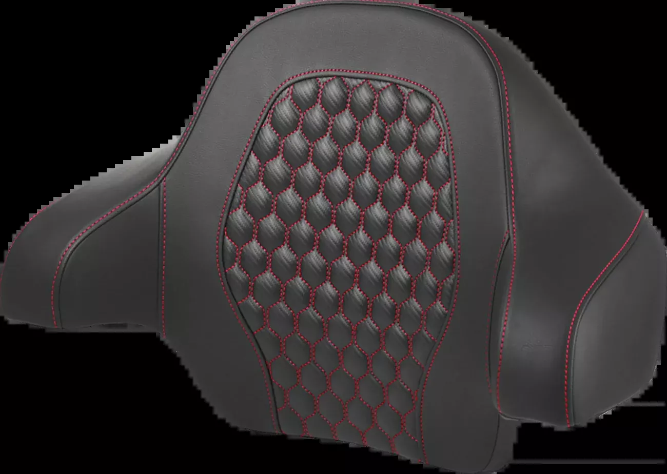 Saddlemen Tour Pack Backrest Pad - Honeycomb - Red Stitching - FL '14-'24 - 814-07-15104