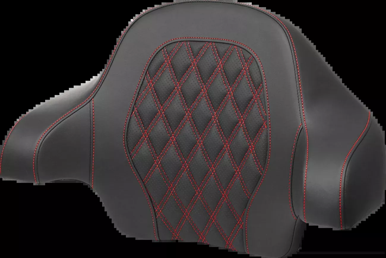 Saddlemmen Tour-Pak Backrest Pad with Lattice Stitch and Red Stitch for Harley FL 2014-2024 — Part #814-07-15004