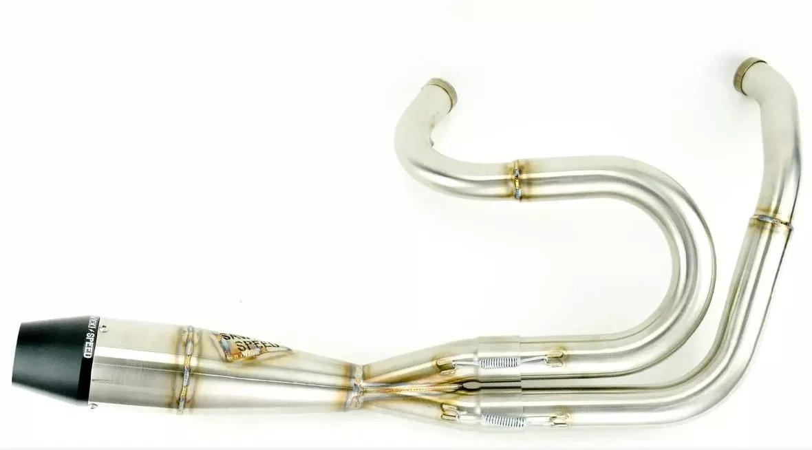 Sawicki Big Inch Shorty 2 into 1 Exhaust for '91-17 Harley-Davidson Dyna EVO/Twin Cam 5-6 Speed (Except for FLD/Switchback) Black Ceramic with Black Billet End Cap