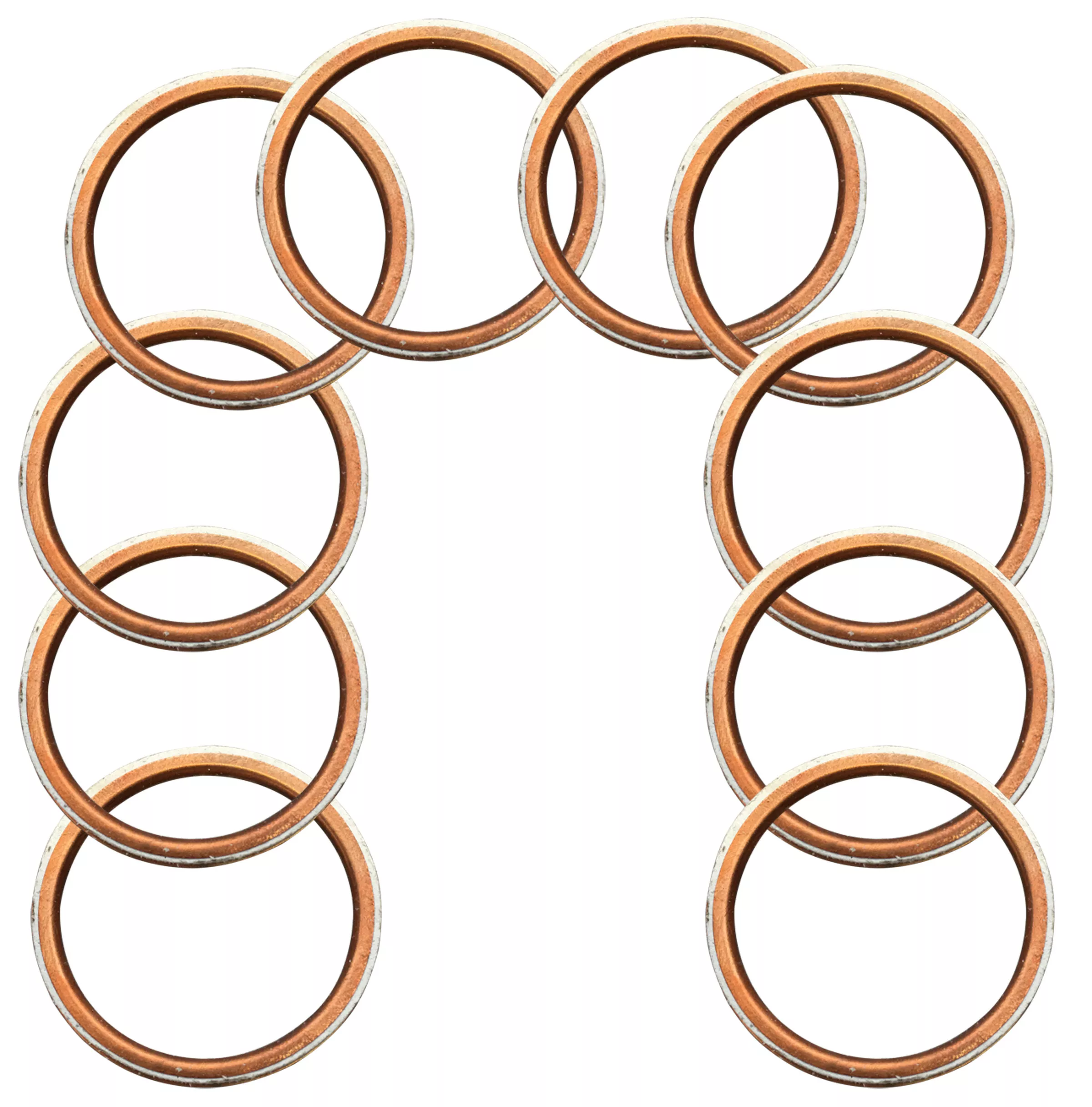 Set of 10, Copper Ring Exhaust Gasket For Harley-Davidson Big Twins (1966-85) | ID: 1-3/4"