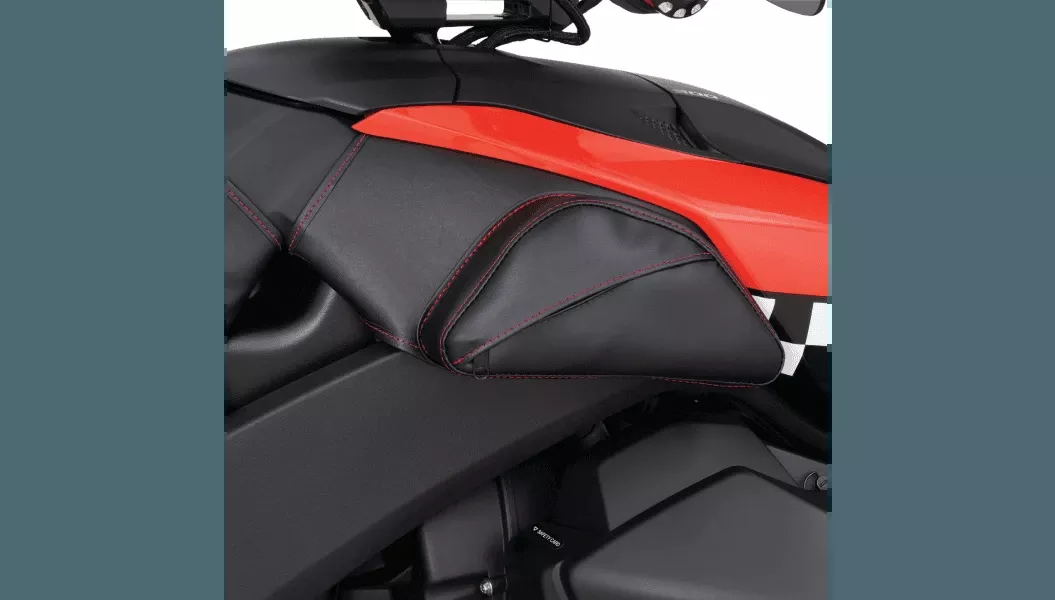 Show Chrome Ballistic Dual Side Tank Pouches for '19-24 Can Am Ryker - Red Stitch