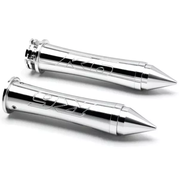Silver Yamaha R6 Hand Grips w/ "R6" Logo Spiked Bar Ends