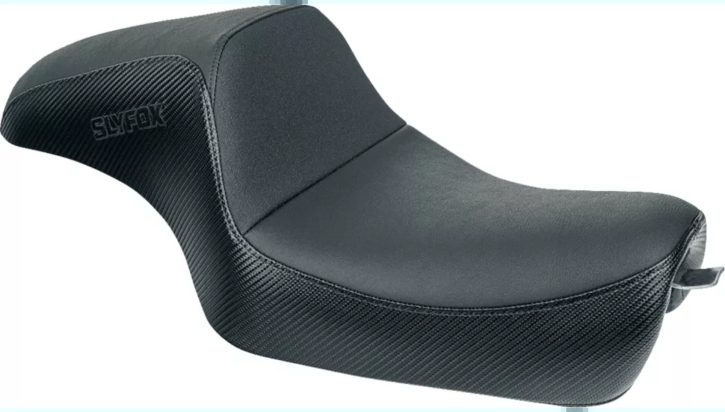 Slyfox Carbon Fiber Seat w/ Slipstop for '04-Up Harley Davidson XL Sportster Models - Black Logo