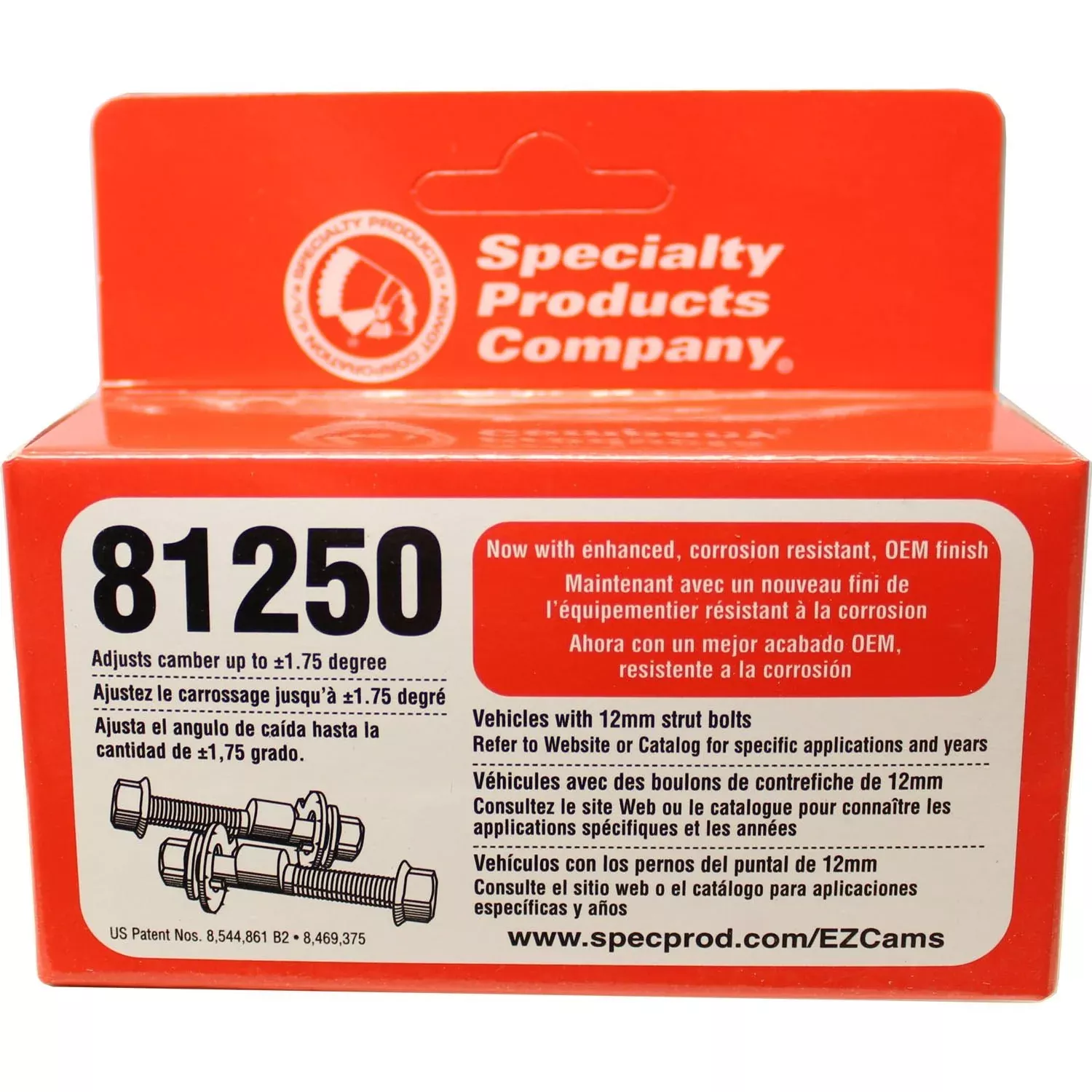 SPC 81250 EZ Cam XR 12mm Front Alignment Camber Bolt Kit (±1.75° Adjustment)