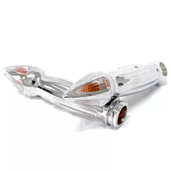 Spiked Custom Chrome Turn Signals Bar Ends Motorcycle Hand Grips (1")