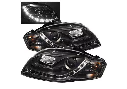 Spyder Auto Audi A4 06-08 DRL LED Projector Headlights Black