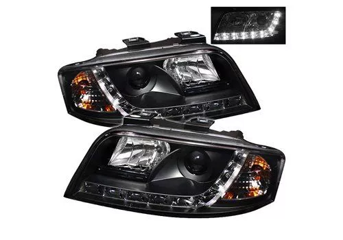 Spyder Auto Audi A6 02-04 DRL LED Projector Headlights Black