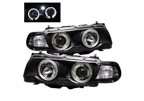 Spyder Auto BMW 7-Series 99-01 HID Halo Amber Headlamps Black