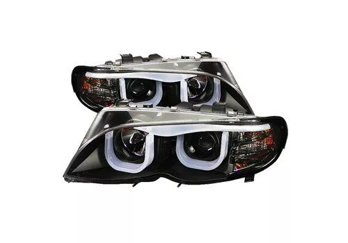Spyder Auto BMW E46 3-Series 4DR 1PC 3D DRL Projector Headlamps Black