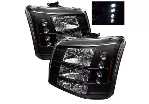 Spyder Auto Chevy Silverado 03-06 LED Crystal Headlights Black