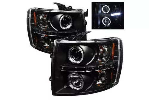 Spyder Auto Chevy Silverado 07-12 Halo LED Projector Headlights Black