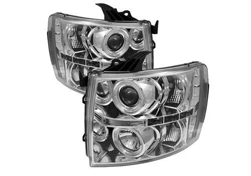 Spyder Auto Chevy Silverado 07-12 Halo LED Projector Headlights Chrome