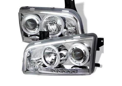 Spyder Auto Dodge Charger 06-10 Halo LED Projector Headlights Chrome