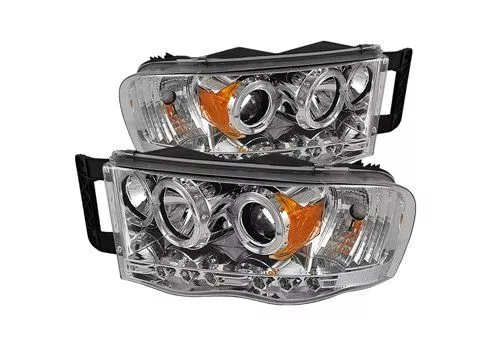 Spyder Auto Dodge Ram 02-05 Halo LED Projector Headlights Chrome
