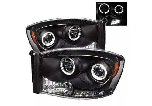 Spyder Auto Dodge Ram 06-09 Halo LED Projector Headlights Black