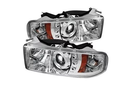 Spyder Auto Dodge Ram 94-02 1PC Halo LED Projector Headlights Chrome