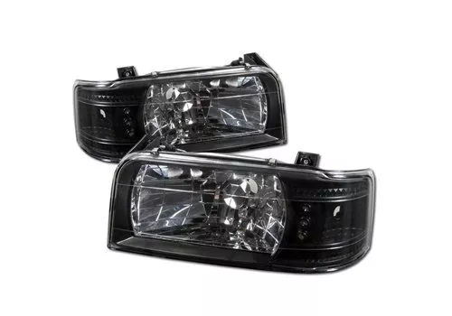 Spyder Auto Ford F150 Bronco 92-96 1PC LED Crystal Headlights Black