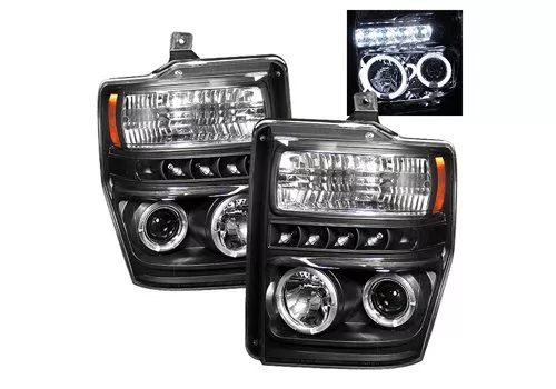 Spyder Auto Ford F250 08-10 Halo LED Projector Headlights Black