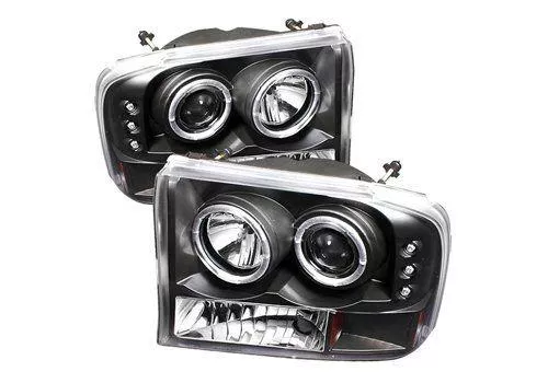 Spyder Auto Ford F250 99-04 Halo LED Projector Headlights Black