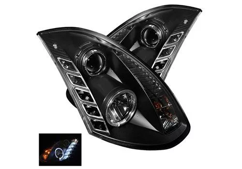 Spyder Auto Infiniti G35 2Dr 03-07 DRL LED Projector Headlights Black