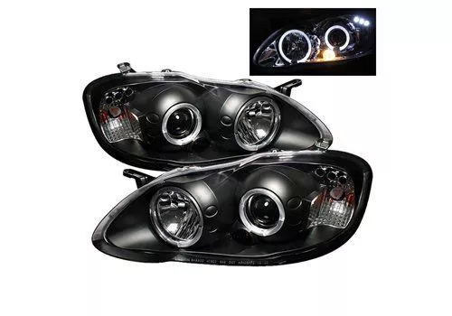 Spyder Auto Toyota Corolla 03-08 Halo LED Projector Headlamps Black