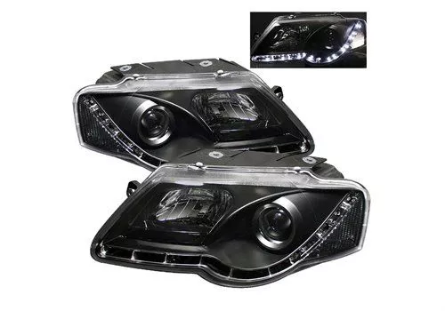Spyder Auto VW Passat B6 06-08 DRL LED Projector Headlamps Black