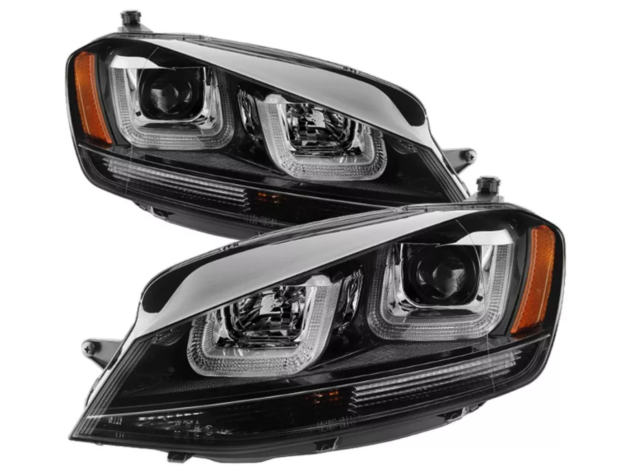 Spyder Volkswagen Golf VII 14-16 Projector Headlights - DRL LED Black Stripe