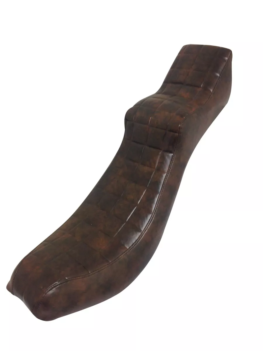 Square Pleated Vinyl Seat (Brown) Harley-Davidson Superglide (1971 & Later)
