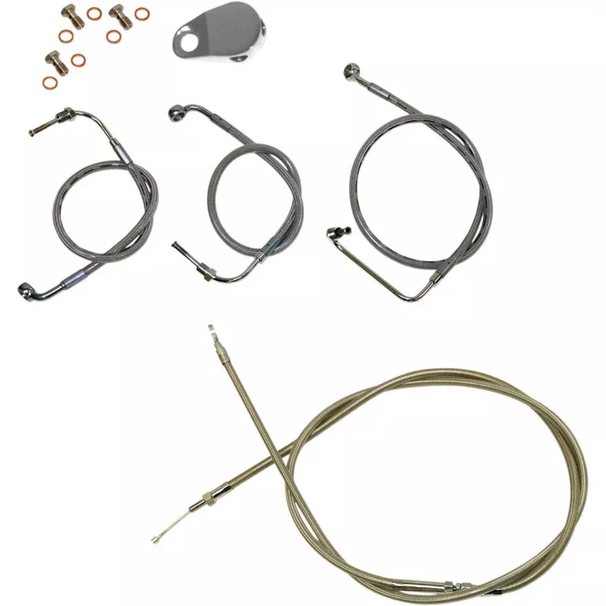 Stainless Braided Kit Cables Kits for 08-13 Harley FLH/T W/O ABS Mini Apes