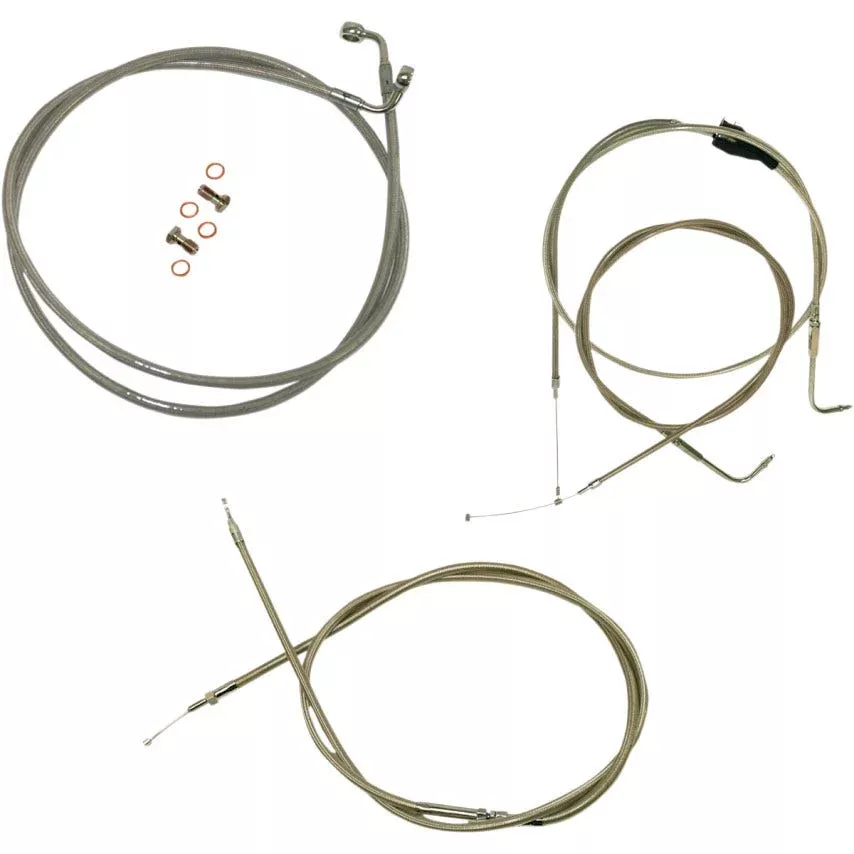 Stainless Braided Kit Cables Kits for 96-06 Harley FLHT/X Mini Apes