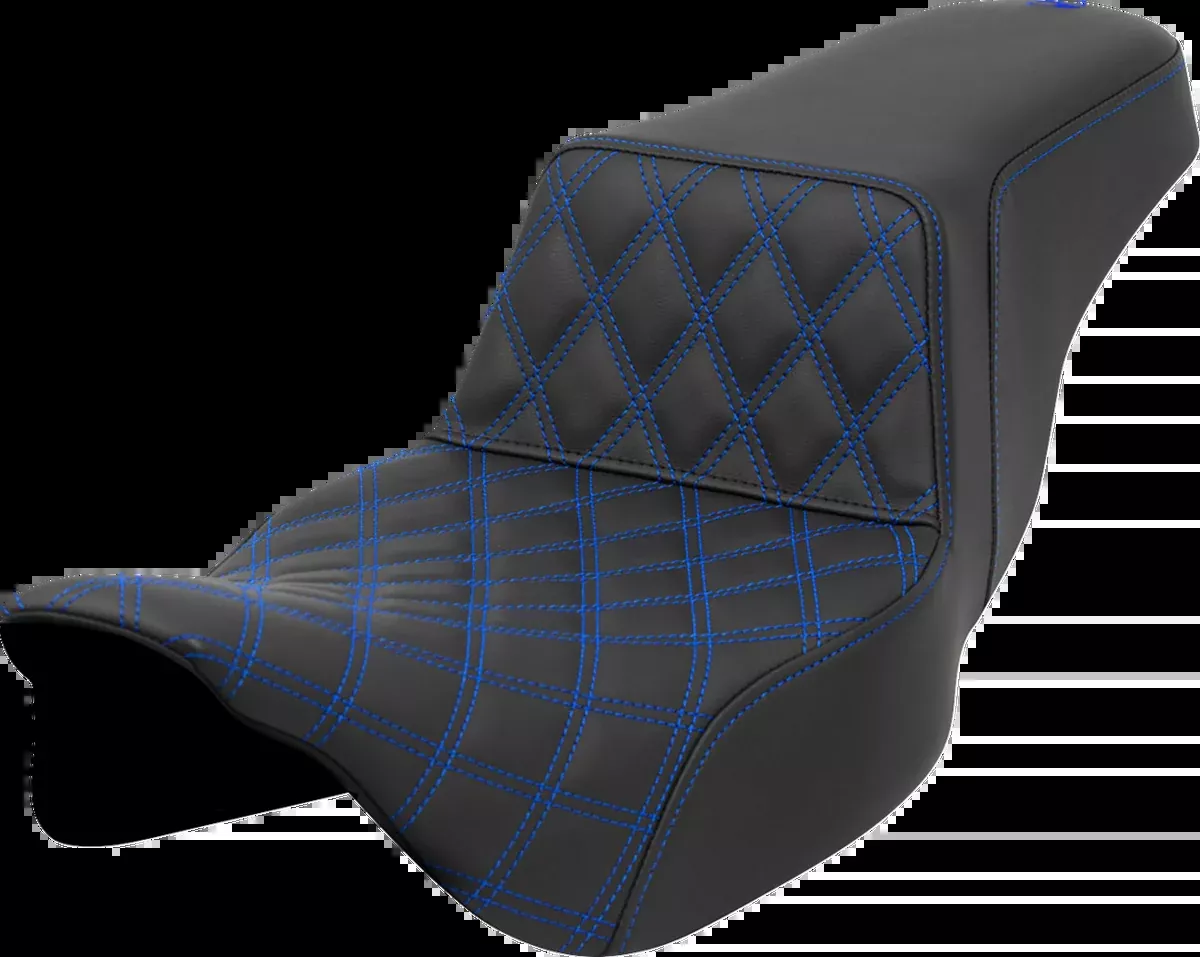 Step-Up Seat - Front Lattice Stitch - Blue Stitch - Extended Reach - FLH/FLT '08-'23