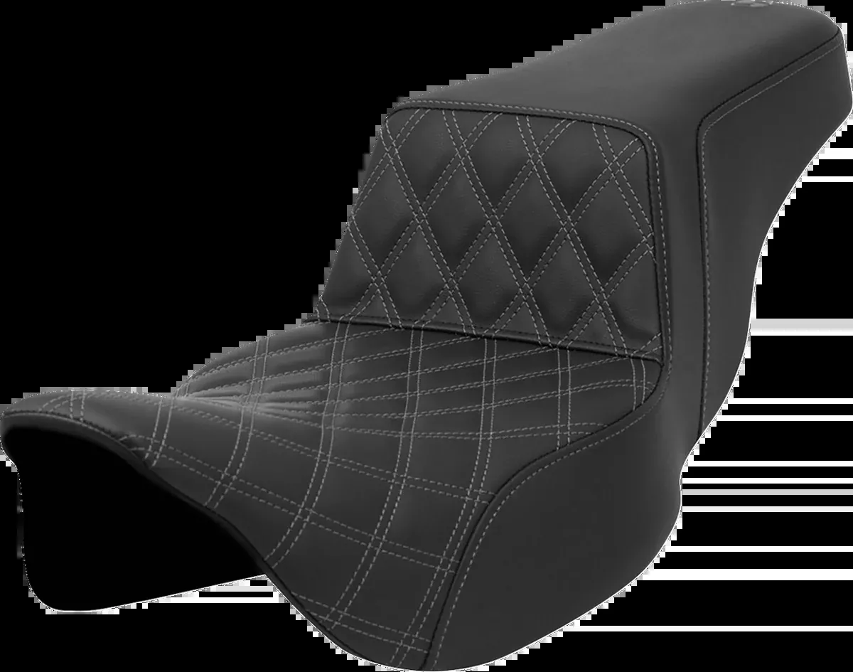 Step-Up Seat - Front Lattice Stitch - Gray Stitch - Extended Reach - FLH/FLT '08-'23