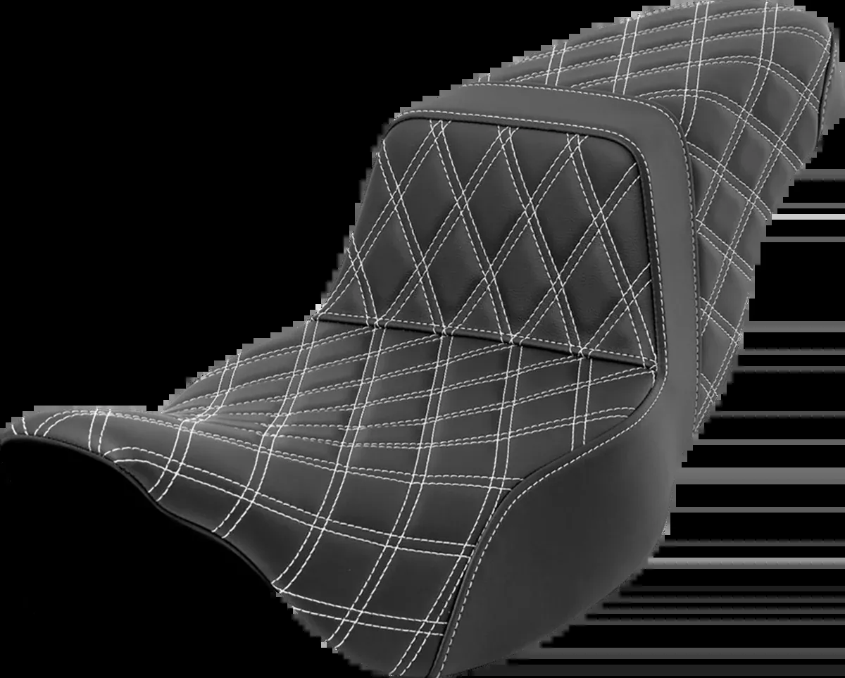 Step-Up Seat - Lattice Stitch - White Stitch - Extended Reach - FLH/FLT '08-'23