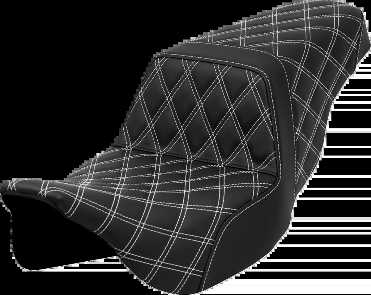 Step-Up Seat - Lattice Stitch - White Stitch - FLH/FLT '08-'23