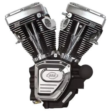 T124 S&S Long Block Engine 1999-06 585 Cam Wrinkle Black