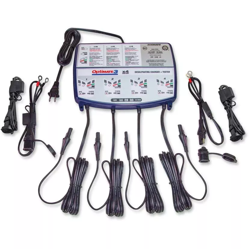 Tecmate TM-455 Optimate 3 x 4 Multi-Bank 12V Battery Charging Maintanence Tender