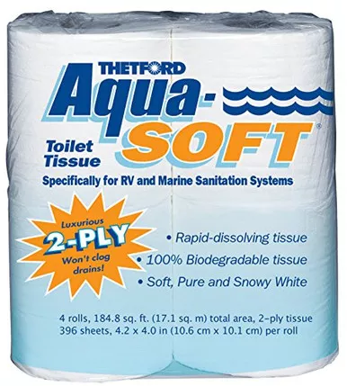 Thetford 03300 Aqua-Soft Toilet Tissue 4-PK