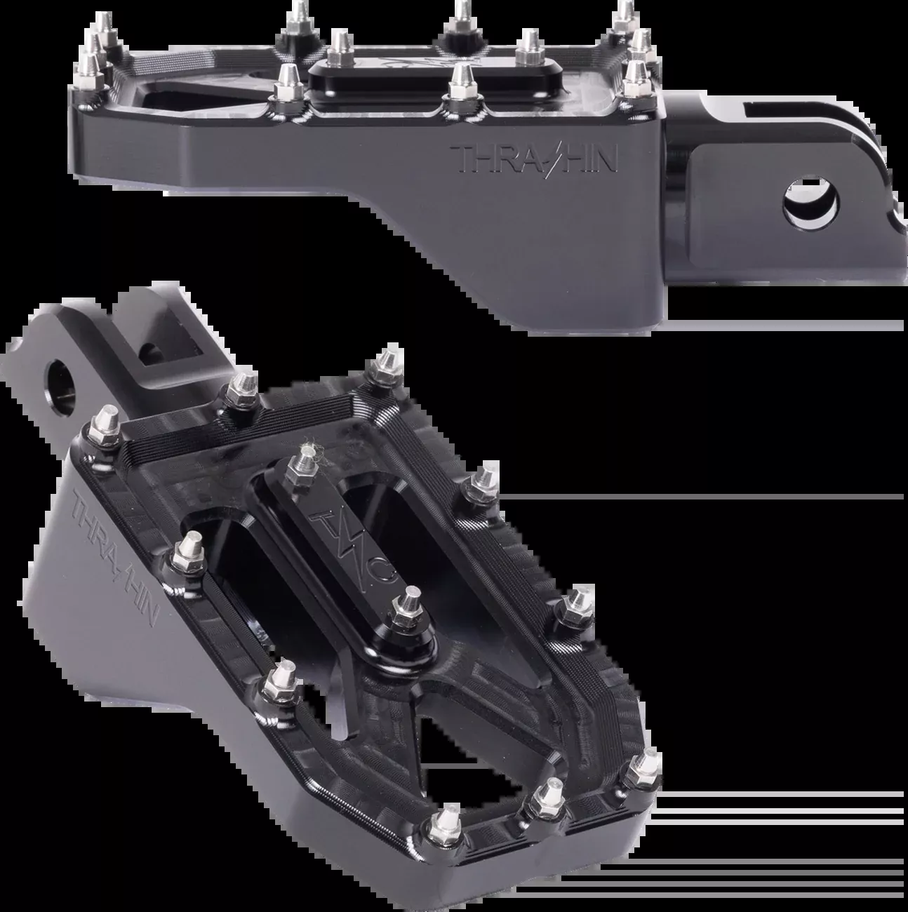 Thrashin Supply Co. Aggressor Foot Pegs - Front - Black - FL/FX '18-'25 - TSC-2022-1-SF